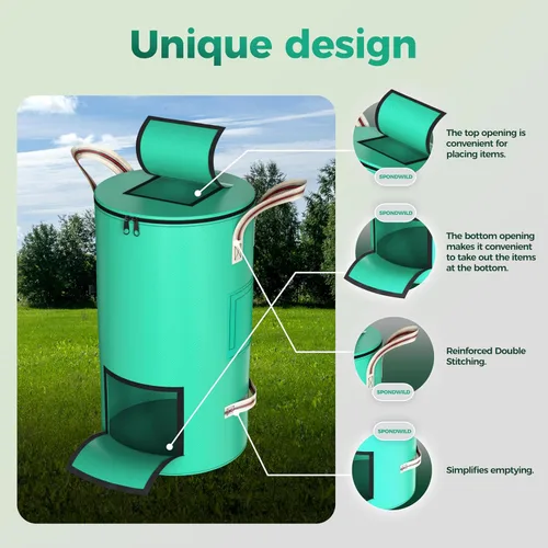Vista 6 de Bolsa reutilizable para jardín y residuos de patio – 54.5 litros Bolso transpirable y engrosado reutilizable para césped, con 4 asas para fácil