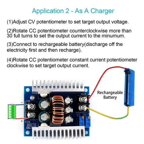 Vista 5 de Módulo de fuente de alimentación 20A DC-DC 6V-40V a 1.2V-35V Convertidor reductor reductor ajustable Adaptador CVCC Voltaje constante Convertidor