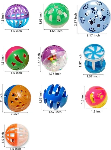 Vista 2 de Paquete de 10 bolas de plástico interactivo para gatos para gatitos