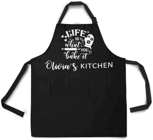 Vista 5 de Delantal de cocina con nombre personalizado para mujeres y hombres