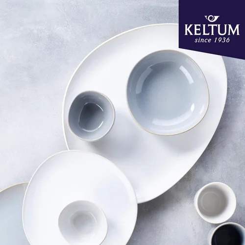 Vista 6 de Plato de servir de gres esmaltado blanco de algodón, 15" Algodón blanco