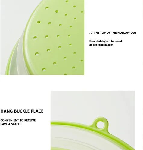 Vista 6 de Funda plegable para microondas de EE. UU., con diseño de gancho, funda para microondas multiusos, cubierta plegable para platos de alimentos, sin