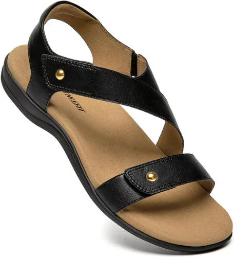 Vista 4 de Athlefit Sandalias ortopédicas cómodas para mujer con soporte de arco ajustable para caminar sandalias ortopédicas casuales