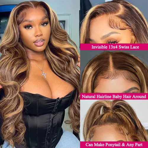 Vista 2 de Acuerdo de liquidación Pelucas de cabello humano con encaje frontal ombré prearrancado con abuelitos de 13 x 4 pulgadas, pelucas de cabello humano