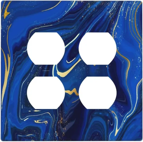 Vista 65 de Cubiertas de Tomacorrientes Mármol Azul Abstracto Textura de Purpurina Dorada 1 Gang Cubierta de Placa de Interruptor de Luz Dúplex Cubiertas