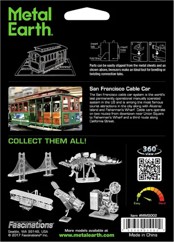 Vista 2 de Metal Earth San Francisco Cable Car 3D Kit de modelo de metal con pinzas Fascinaciones