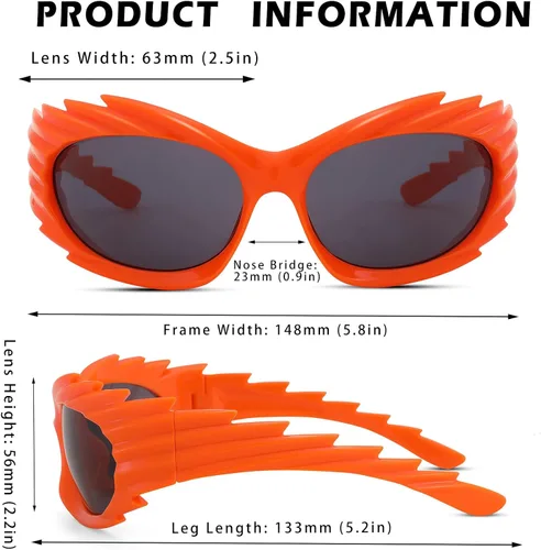 Vista 5 de Haygafe Gafas de sol envolventes de moda para mujeres y hombres, gafas de sol modernas Y2K UV400