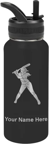 Vista 79 de LaserGram Botella de agua personalizada de 32 onzas, jugador de softbol Regalo grabado para jugadores de sóftbol, acero inoxidable aislado al vacío