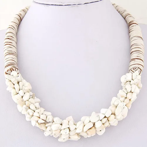 Vista 2 de FASUND Collar con collar de perlas de turquesa grueso y único para mujer, hecho a mano, con múltiples hebras, collar de joyería