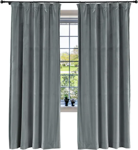Vista 32 de cololeaf Panel de cortinas opacas de terciopelo con forro para cine en casa, cortina de ganchos planos para barra transversal o pista, 100 pulgadas
