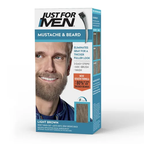 Vista 8 de Just For Men - Tinte para bigote y barba, tinte para barba para hombres con cepillo, incluye queratina, biotina, aloe vera y aceite de coco