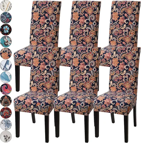 Vista 13 de Fundas para silla de comedor Yisun, fundas elásticas para silla de comedor, funda protectora para silla de comedor, mezcla de poliéster, Beige