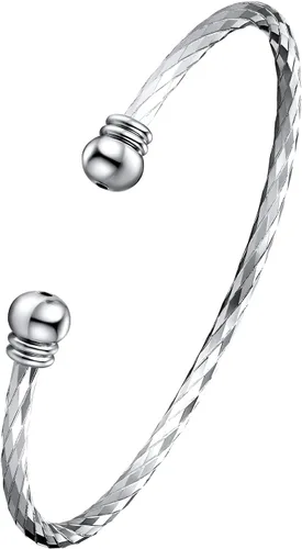 Vista 14 de U7 delicado brazalete de puño simple de platino bañado en oro real de 18K, joyería moderna. A. Oro básico