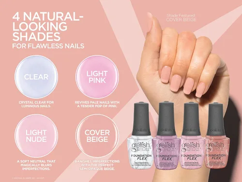 Vista 3 de Gelish Foundation Flex – Capa base flexible para uñas, relleno de estrías y protección perfecta, kit de esmalte de uñas de gel de base de goma