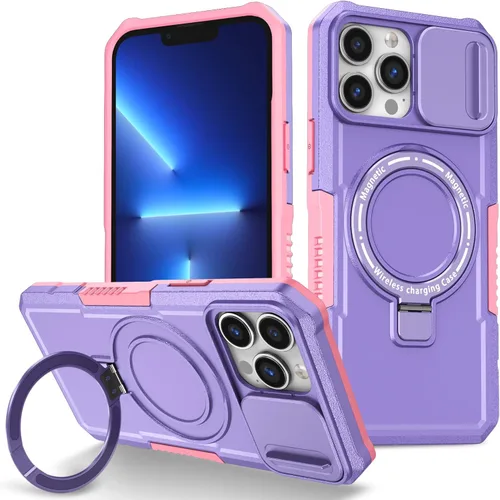 Vista 104 de Funda magnética para iPhone 11, soporte de anillo con ventana corrediza, funda protectora mate a prueba de golpes para iPhone 11 6.1, fundas