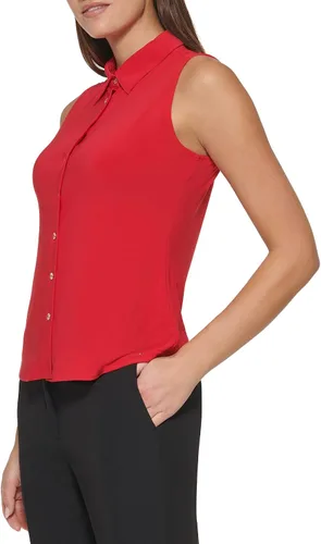 Vista 3 de Tommy Hilfiger Camiseta de punto clásica con cuello y botones frontales para mujer