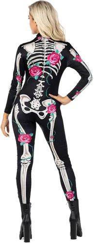 Vista 5 de Morph Disfraz de esqueleto para mujer disfraz de esqueleto para mujer disfraz de Halloween para mujer