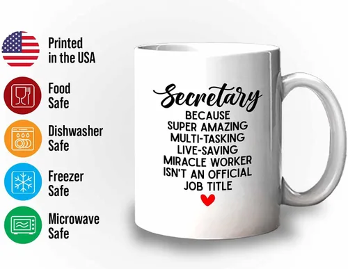 Vista 3 de Bubble Hugs Taza de café Secretaria de 11 onzas, color blanco, secretaria porque súper multitarea, oficina de compañero de trabajo, secretario