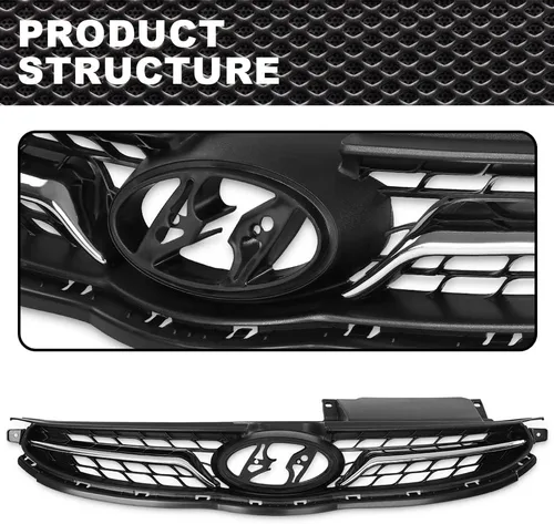 Vista 5 de CNNELL Rejilla compatible con Hyundai Elantra 2011 2012 2013