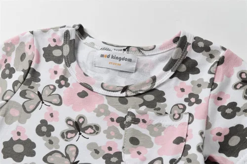 Vista 3 de Mud Kingdom Vestido de Pascua para niñas, lindo conejo, manga corta, cuello redondo, algodón, casual