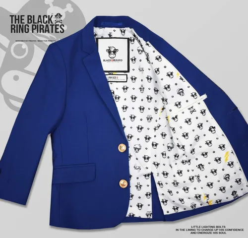 Vista 4 de Black n Bianco Golden Age - Chaqueta tipo blazer ajustada con botones de latón presentada por The Black Ring Pirates
