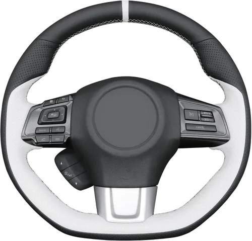 Vista 34 de MEWANT Funda de volante de automóvil transpirable cosida a mano para Subaru WRX 2015-2021 / WRX STI 2015-2021, accesorios para volante Subaru WRX