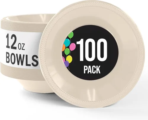 Vista 10 de Exquisite Party Solids - Cuencos desechables de plástico de 12 onzas para sopa de comida caliente, 100 unidades, para sopa, ensalada, cereales