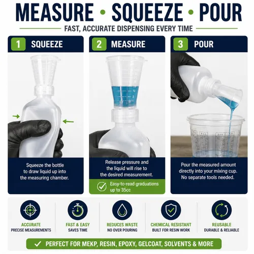 Vista 2 de Botella de dispensación de volumen ajustable MEK Peróxido 16 onzas (500 ml)