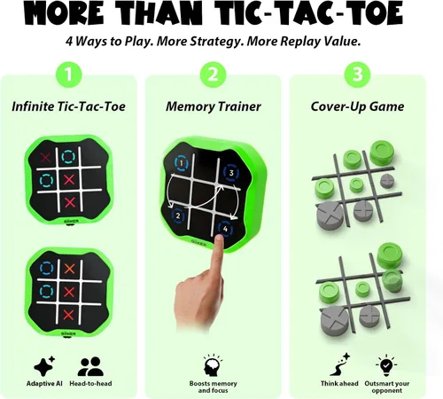 Vista 2 de GiiKER Juego Tic Tac Toe Bolt, Juegos de Mano Originales 3 en 1, Juegos de Viaje Portátiles para Viajes en Coche, Idea de Regalo de Juguetes