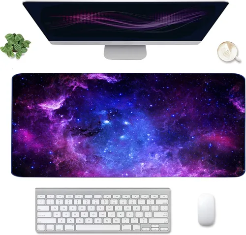 Vista 9 de Alfombrilla de mouse extendida para juegos (35.4 x 15.7 pulgadas), alfombrilla de escritorio grande para laptop, computadora, teclado, impermeable