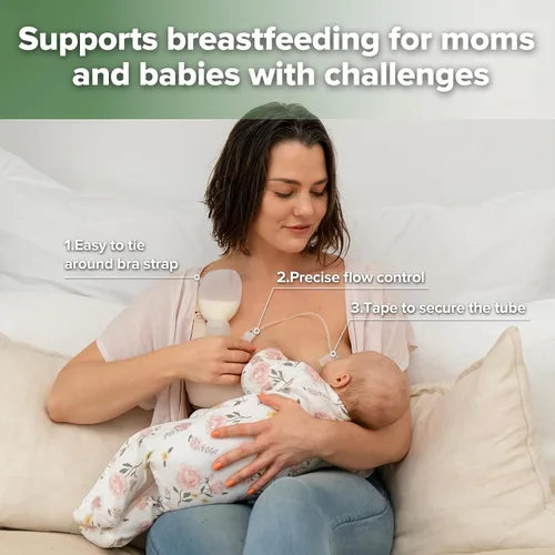 Vista 3 de haakaa Juego de tubo y bolsa de alimentación suplementaria, sistema de lactancia suplementaria para bebés, sistema de lactancia materna SNS