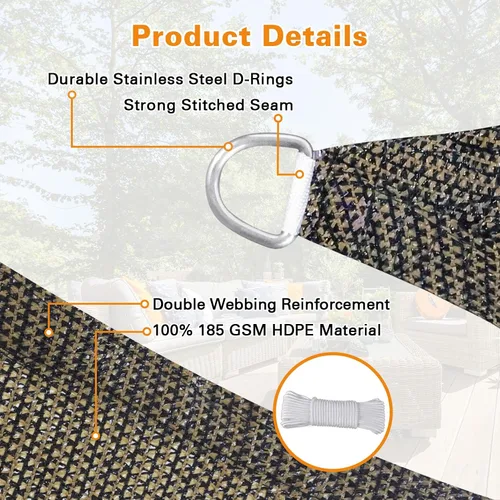 Vista 3 de Artpuch Toldo parasol rectangular de 4 x 4 pies, color moca, con bloqueo de rayos UV, permeable, para exteriores, patio trasero