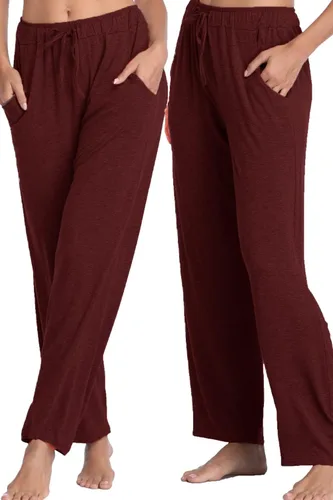 Vista 9 de Pantalones largos de modal, cómodos, con cordón ajustable, sueltos, de pierna recta, para yoga, correr, hacer deporte, con bolsillos