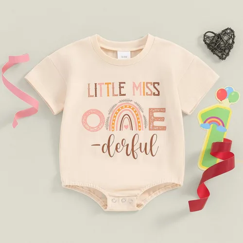 Vista 3 de CREAIRY Mameluco de manga larga para bebé niña Little Miss Onederful Bubble Enterizo de 1er cumpleaños, ropa de otoño