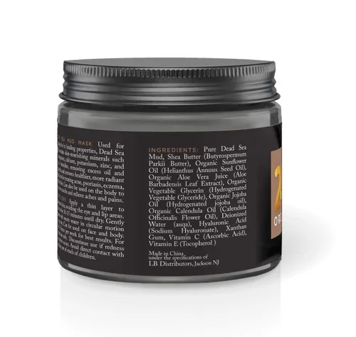 Vista 9 de Máscara orgánica de barro del Mar Muerto 24K para cara, cabello y cuerpo, 100% natural y orgánico, limpiador de piel profunda, aplicador de cepillo