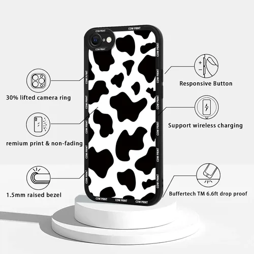 Vista 2 de Paquete de 2 bonitas fundas de teléfono para Apple iPhone 7/8 de 4.7 pulgadas, funda de silicona delgada y suave con estampado de vaca para mujer, a