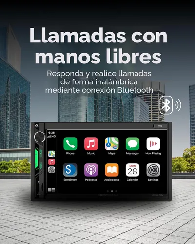 Vista 6 de Soundstream Estéreo de Coche Doble DIN VRCPAA-7DRM – Unidad principal Apple CarPlay y Android Auto de 7 pulgadas, estéreo Bluetooth para coche, AUX