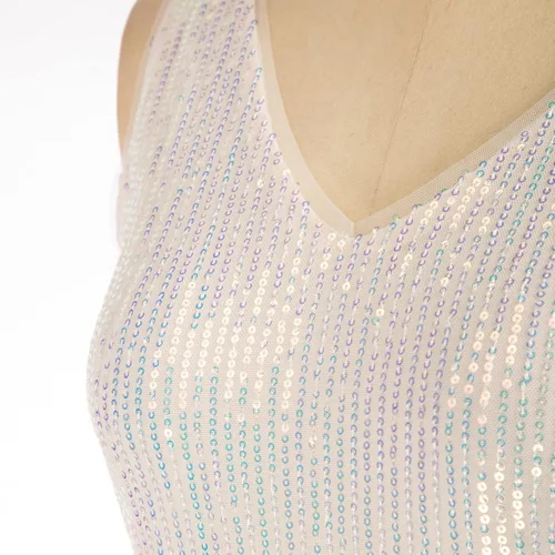 Vista 3 de GRACE KARIN Camiseta sin mangas con lentejuelas brillantes para mujer, cuello en V, sexy, para club, tallas S-XXL