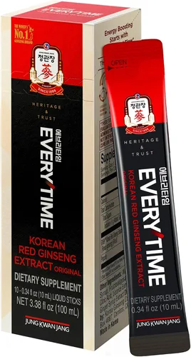 Vista 14 de JUNG KWAN JANG Everytime - Extracto de ginseng rojo coreano de 1,000 mg y pomelo – Bebida energética vegana con raíz de ginseng en sobres líquidos