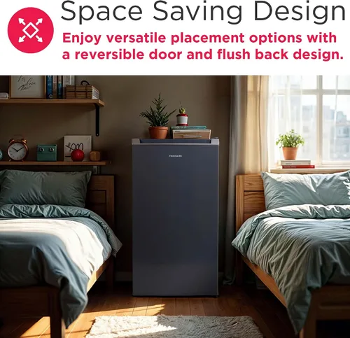 Vista 7 de Frigidaire Mini refrigerador, compartimento compacto para congelador, control de termostato ajustable, puerta reversible, serie contemporánea, 3.2