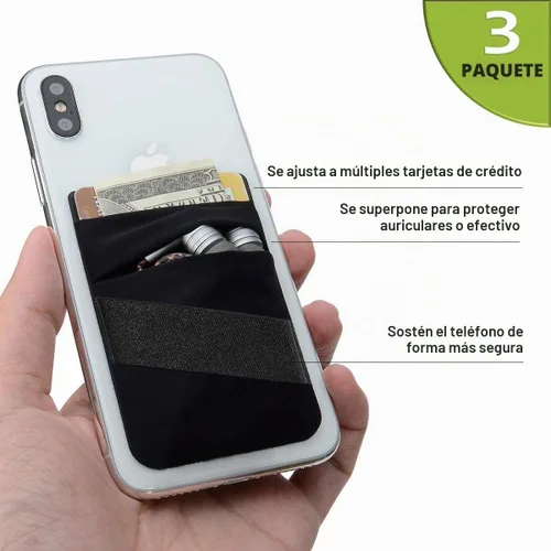 Vista 2 de Hoblaze Cartera para teléfono con correa para el dedo, soporte elástico para tarjetas de crédito para la parte posterior del teléfono, tarjetero