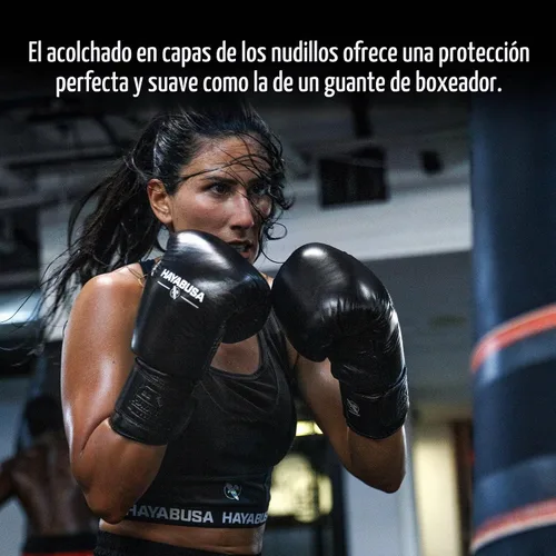 Vista 3 de Hayabusa Guantes de boxeo profesionales de cuero con para hombres y mujeres Negro