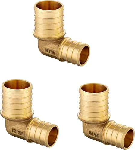Vista 10 de Paquete de 2 accesorios de latón EFIELD Pex de 1 pulgada x 1 pulgada de 90 grados, ASTM F1807, NSF61 (PEX1807062-2PCS) for Pex Pipe/Tubing
