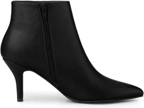 Vista 7 de Allegra K Botines de tacón de aguja con cremallera y punta puntiaguda para mujer
