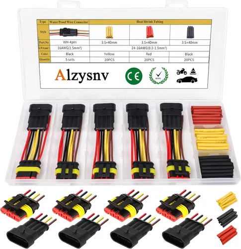 Vista 3 de Kit de conectores eléctricos automotrices 3 pines impermeables conectores de cables eléctricos conectores de terminales de batería, enchufe de cable
