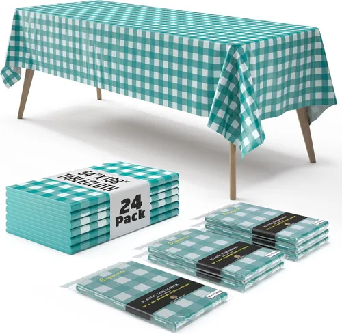 Vista 28 de Exquisite Cubierta de Mesa para Picnic - Paquete de 6 Manteles Premium Rectangulares de Plástico - Cubierta de Mesa para BBQ a Cuadros Negro