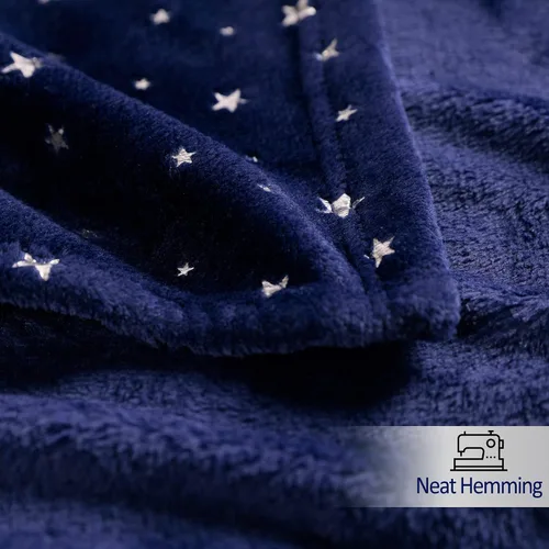 Vista 5 de Stellhome Manta de estrellas azul marino, cálida y ligera, de franela de forro polar, súper acogedora y cómoda para todas las estaciones