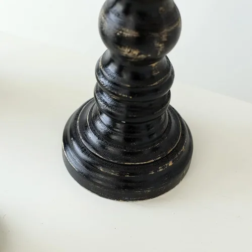 Vista 5 de SWALLOWLIVING Juego de 3 Portavelas de pilar de madera estilo rústico granjero para candelabro, Negro