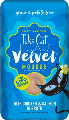 Vista 16 de Tiki Cat Luau Velvet Mousse, pollo y huevo en caldo, nutrición completa para una dieta equilibrada, comida húmeda para gatos para todas las etapas