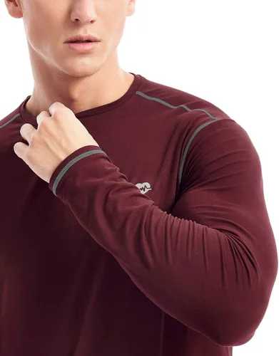 Vista 4 de Zengjo Camiseta de capa base para hombre, manga larga, atlética, para correr, ligera